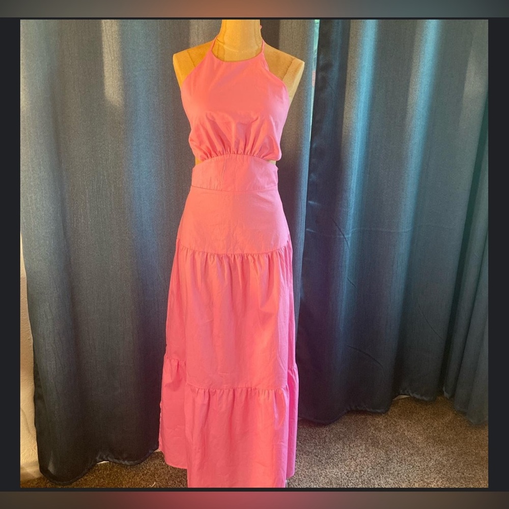 Pink halter maxi dress